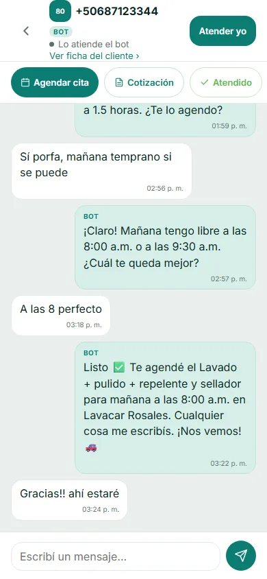 Bandeja de conversaciones en modo claro, vista móvil